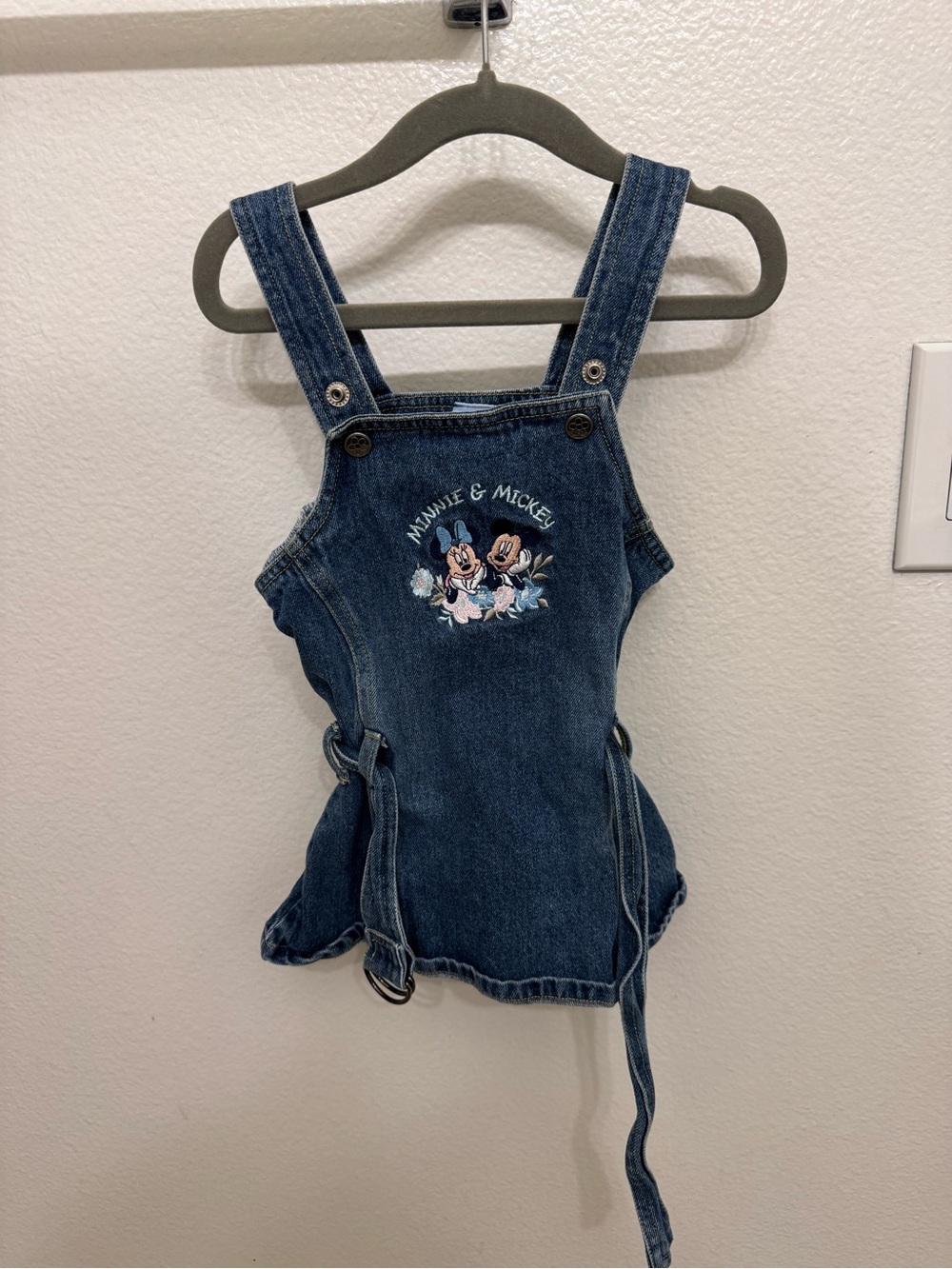 Disney Blue Denim Minnie & Mickey Embroidered Kids Overalls